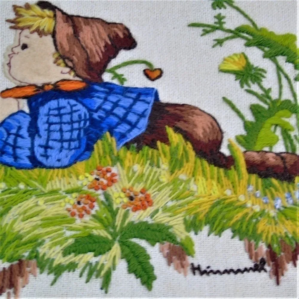 Vintage HUMMEL Boy With Bird Needlecraft Picture